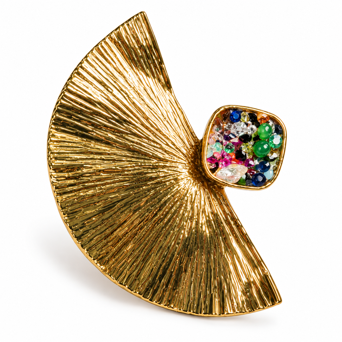 A Her Becoming ring in gold-plated brass with hand-set stones